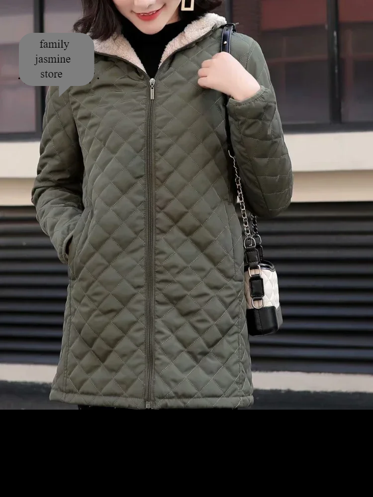 Warm winter down jacket for women with cotton lining