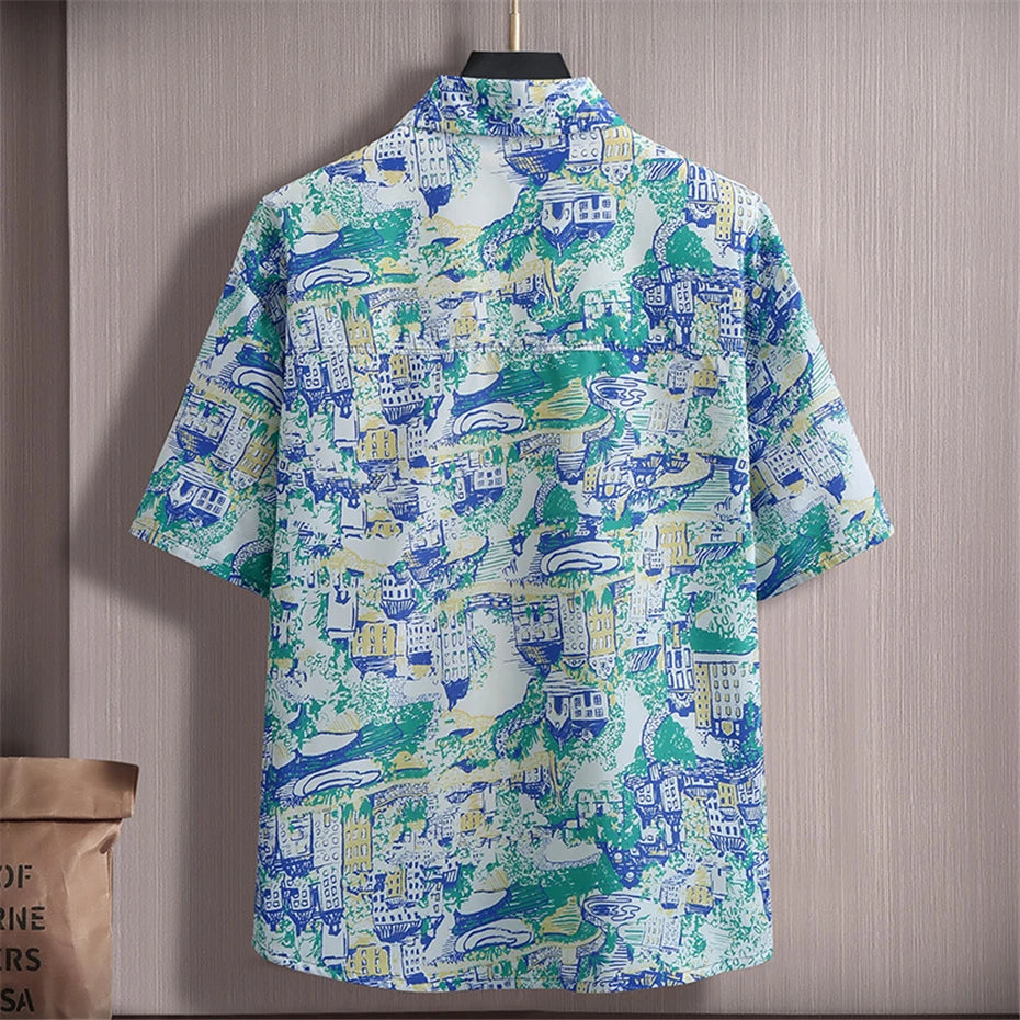 Hawaiian Beach Shirt Summer Short Sleeve Shirts Men Hip Hop Graffiti Shirts Plus Size 10XL 11XL Summer Tops