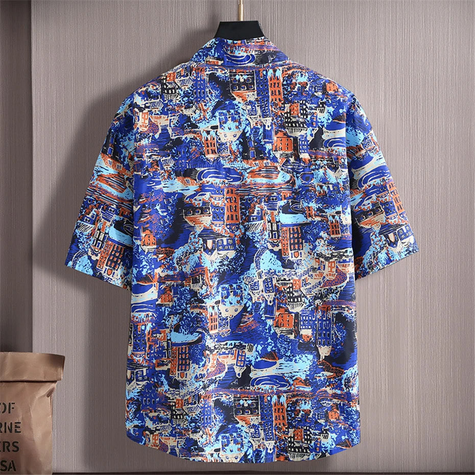 Hawaiian Beach Shirt Summer Short Sleeve Shirts Men Hip Hop Graffiti Shirts Plus Size 10XL 11XL Summer Tops