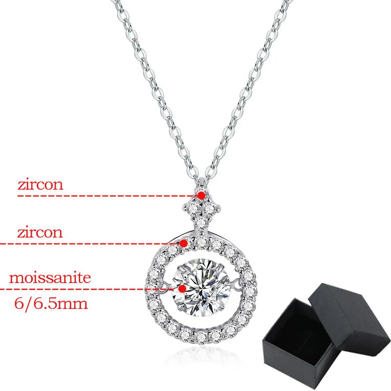 Pendant For Women Simulated Diamond Necklace S925 Sterling Silver Jewelry Girl Valentine's Day Gift