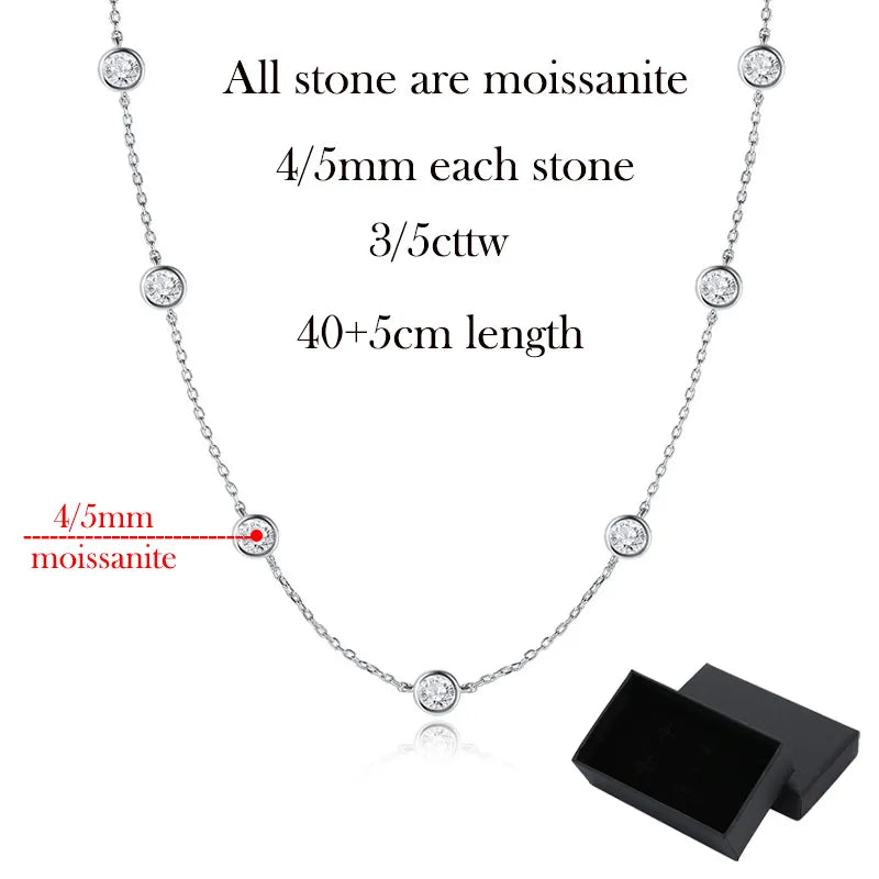 Smyoue 3-5mm Bubbles All Moissanite Diamond Necklace for Women D Color Female Party Pendant 100% 925 Sterling Silver Wholesale