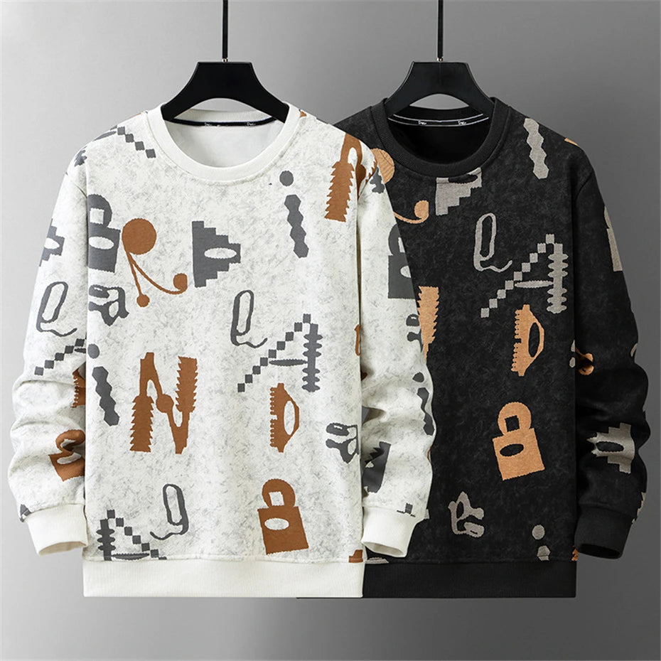 Plus Size 8XL 10XL Sweatshirt Men Hip Hop Streetwear Sweatshirt Vintage Graffiti Pullover Male Sweatshirts Big Size 10XL 8XL