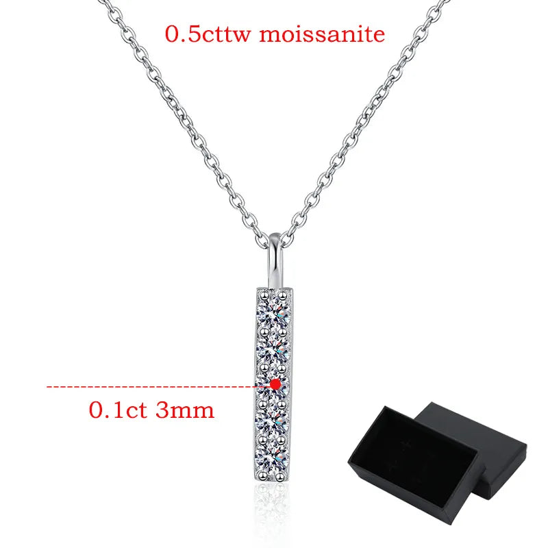 Smyoue D Color 5 Gems Full Moissanite Necklace for Women Man Sparkling Lab Created Diamond Pendant S925 Sterling Silver 925 GRA