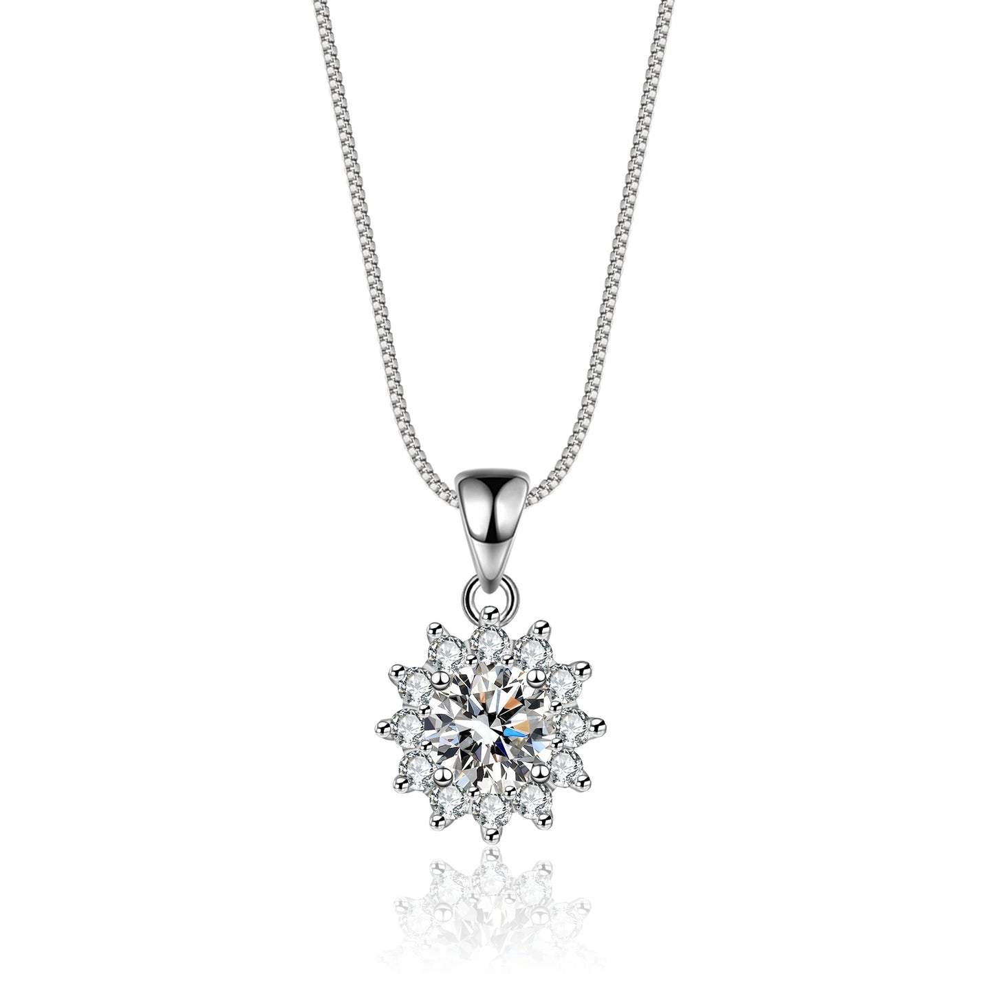 necklace Gra mullite one-carat pendant  box plant sunflower shaped chain 45cm