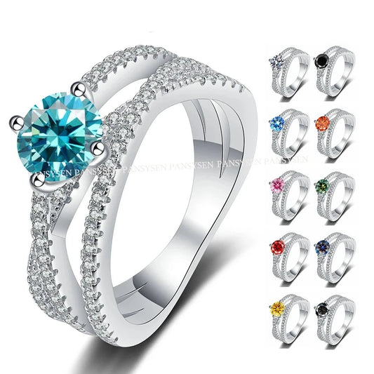 D VVS1 Colorful Moissanite Rings for Women Lab Grown Diamond with GRA Engagement  S925 Sliver Ring