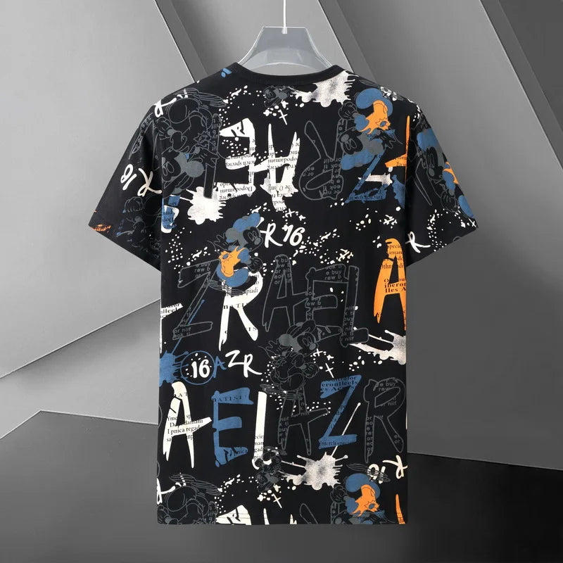 Big Size 10XL Men's Shirts Fashion Casual Plus Size Tee Shirts Letter Graffiti Shirt Male
