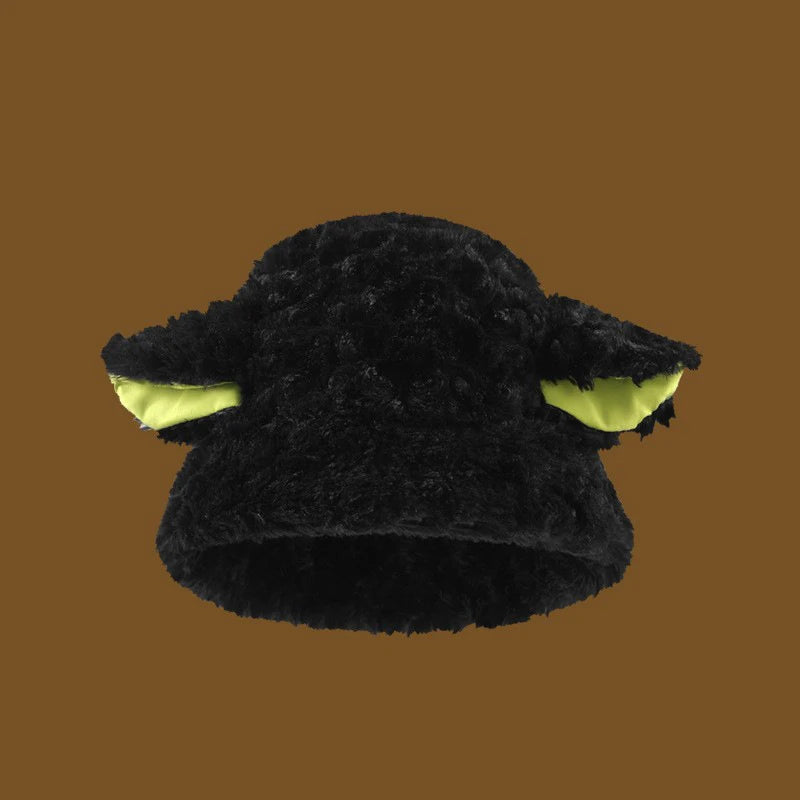 Cartoon Baby Plush Hat with Ears Winter Warm Lamb Fur
