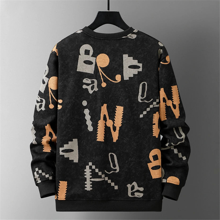 Plus Size 8XL 10XL Sweatshirt Men Hip Hop Streetwear Sweatshirt Vintage Graffiti Pullover Male Sweatshirts Big Size 10XL 8XL