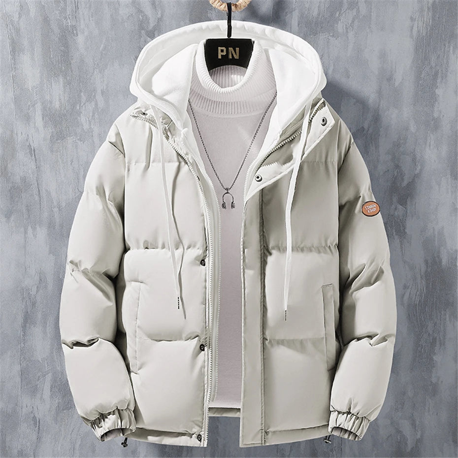 Padded coats for men in a solid color
