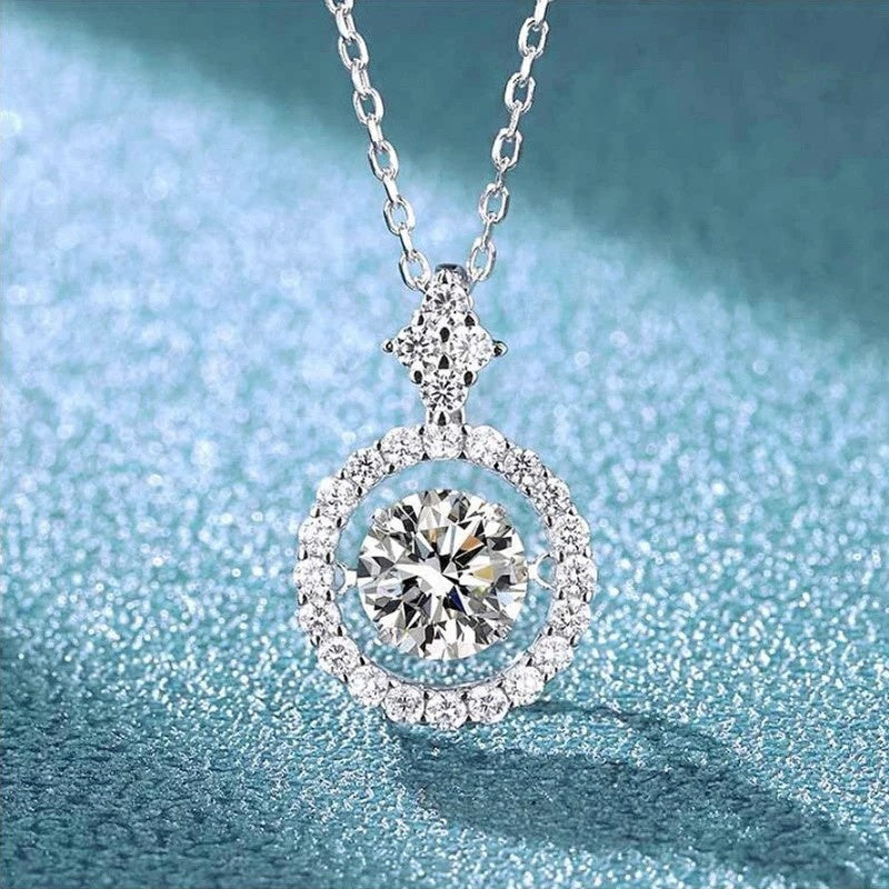 Pendant For Women Simulated Diamond Necklace S925 Sterling Silver Jewelry Girl Valentine's Day Gift